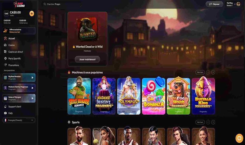 Présentation de madcasino bonus